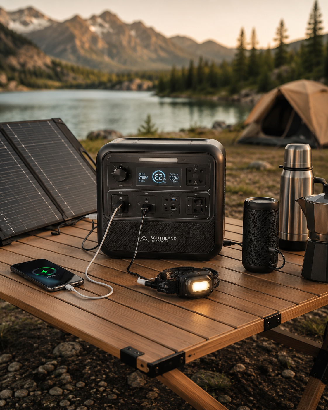 Portable solar power system and battery solution for camping